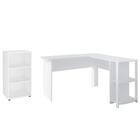 Mesa Escrivaninha em L Malu e Estante Livreiro 45x81cm Lean A06 Branco - Mpozenato