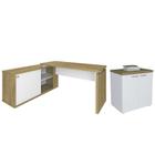 Mesa Escrivaninha em L Sharp e Balcão 70cm 2 Portas Tok A06 Olmo/Branco - Mpozenato