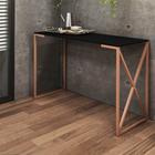 Mesa Escrivaninha Escritório e Home Office BeX Industrial Ferro Bronze Tampo MDF Preto - Ahz Móveis