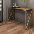 Mesa Escrivaninha Escritório e Home Office X Zurik X Industrial Ferro Dourado Tampo MDF Caramelo - Ahz Móveis