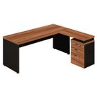 Mesa Escrivaninha Escritório em "L" com Gaveteiro 1,70x1,60m WORK START Nogal Sevilha