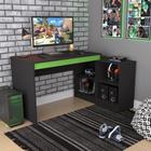 Mesa Escrivaninha Gamer com 4 Nichos B24 - Preto/Verde