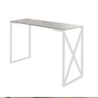 Mesa Escrivaninha Mesa de Estudos Bex 90cm Home Office Ferro Branco MDF Marmorizado Cinza - Ahz Móveis