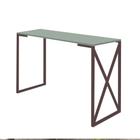 Mesa Escrivaninha Mesa de Estudos Bex 90cm Home Office Ferro Marrom MDF Verde Oliva - Ahz Móveis