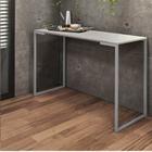 Mesa Escrivaninha Mesa de Estudos Stan 90cm Home Office Ferro Prata MDF Marmorizado Cinza - Ahz Móveis