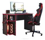 Mesa Gamer 2 Prateleiras Preto Fosco/vermelho 3875 - Qmovi Cor Preto-Vermelho