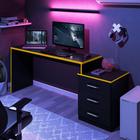 Mesa Gamer com 3 Gavetas Basileios Preto Amarelo