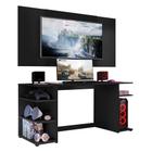 Mesa Gamer com Painel e Suporte TV 65" Multimóveis Guilda FG3586 Preta