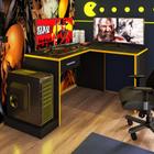 Mesa Gamer de Canto com Gaveta Wayra Preto Amarelo