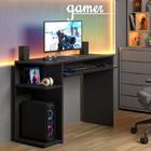 Mesa Gamer Para Computador Com Suporte Para Teclado Deslizante E Bordas Coloridas - Preto - JM3