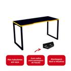 Mesa Gamer Pé Tubolar Home Office Pandin 1,34 M Preto e Amarelo