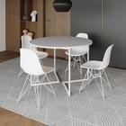 Mesa Industrial Jantar Redonda Branca 110cm Base V com 4 Cadeiras Eames Brancas Ferro Branco