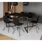 Mesa Industrial Jantar Retangular 137x90cm Preta Base V com 6 Cadeiras Eames Eiffel Pretas Ferro Pre