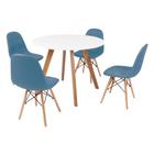 Mesa Inês 100cm Branca + 4 Cadeiras Eiffel Botonê - Turquesa