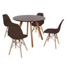 Mesa Inês 100cm Preta + 4 Cadeiras Eames Eiffel - Marrom