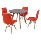 Mesa Inês 100cm Preta + 4 Cadeiras Eiffel Gomos - Vermelha