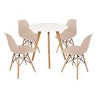 Mesa Inês 80cm Branca + 4 Cadeiras Eames Eiffel - Nude
