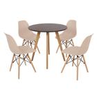 Mesa Inês 80cm Preta + 4 Cadeiras Eames Eiffel - Nude