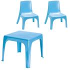 Mesa Infantil Azul + 2 Cadeiras de Plástico Reforçado