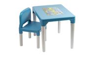 Mesa Infantil com Cadeira Educativa Dinossauro Azul