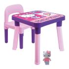 Mesa Infantil Didática Hello Kitty Cadeira Divisória +Boneco