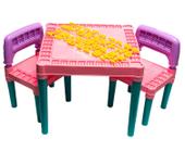 Mesa Infantil Educativa Rosa 2 Cadeiras Para Crianças Menina