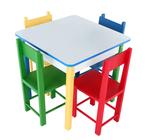 Mesa infantil em mdf com 4 cadeiras com pés de ferro carlu 5017