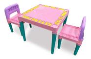 Mesa Infantil Plástico Mesinha Educativa Didática 2 Cadeiras - ROSA