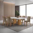 Mesa Inovare 180 Tp Mdf Vidro/canto Reto com 6 Cadeiras Bugatti Grfite / Off White / Imbuia Ripado - Rufato