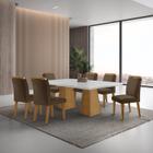 Mesa Inovare 180 Tp Mdf Vidro/canto Reto com 6 Cadeiras Bugatti Marrom / Off White /Imbuia Ripado