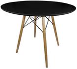 Mesa Jantar Eiffel Base Charles Eames Preta Redonda 90cm Mdf Pé Eucalipto