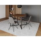 Mesa Jantar Industrial Base V 90cm Quadrada Amêndoa C/ 4 Cadeiras Ferro Preto Eames Estofada Grafite - Up Home