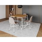 Mesa Jantar Industrial Base V 90cm Quadrada Canela C/ 4 Cadeiras Ferro Branco Eames Estofada Nude Cl - Up Home