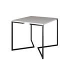 Mesa Jantar Industrial Quadrada Branca 90cm Base V Ferro Preto - CASA PRIME