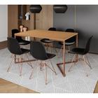 Mesa Jantar Industrial Retangular 137x90cm Canela Base V com 6 Cadeiras Eames Eiffel Pretas Base Cob - Up Home