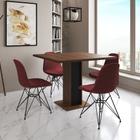 Mesa Jantar Londres Quadrada Amêndoa 90m Base Preta 4 Cadeiras Eames Estofadas Vermelho Ferro Preto