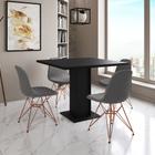 Mesa Jantar Londres Quadrada Preta 90cm 4 Cadeiras Estofadas Grafite Eames Base Cobre