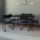 Mesa Jantar Paraty 150cm Tampo Preto com Cadeiras 6 Cadeiras Angra Estofadas Pretas - IRON WOOD