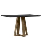 Mesa Jantar Retangular 135x90x80 Com Vidro 3mm Lectus Sem Cadeiras - Amendoa - Preto - New Ceval