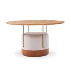 Mesa Jantar Sartor Redonda 1,4m Base Metal Estofada 100% MDF - Casa Lar Via Design SJ