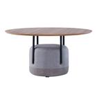 Mesa Jantar Sartor Redonda 1,6m Base Metal Estofada 100% MDF - Casa Lar Via Design SJ