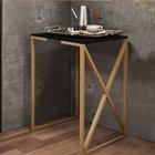 Mesa Lateral Canto Aparador Buffet BeX Industrial Ferro Dourado Tampo Preto - Ahazzo Móveis