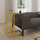 Mesa Lateral Industrial Elena de Vidro Base Ferro Amarelo - NEW GREEN