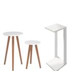 Mesa Lateral Redonda Pé Palito Mdf Namur e Tabriz Branco