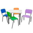 Mesa Lisa com 4 Cadeiras WP Kids Azul Verde Lilás Laranja