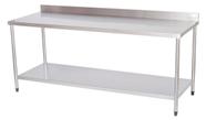 Mesa Lisa com Prateleira Lisa Atual Inox em Aço Inox 304 MLPL 1,5 Metros