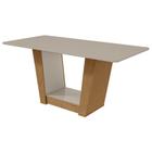 Mesa Lopas Apogeu 170x90cm com Tampo de Vidro - Amêndoa/Off White