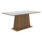 Mesa Madesa Retangular Tampo de Vidro 5364 - Rustic/Branco