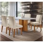 Mesa Mdf Com 4 Cadeiras Grecia Creme, Off White e Imbuia - MODERNA