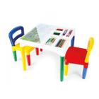 Mesa mesinha didatica infantil poliplac com 2 cadeiras brinquedo educativo